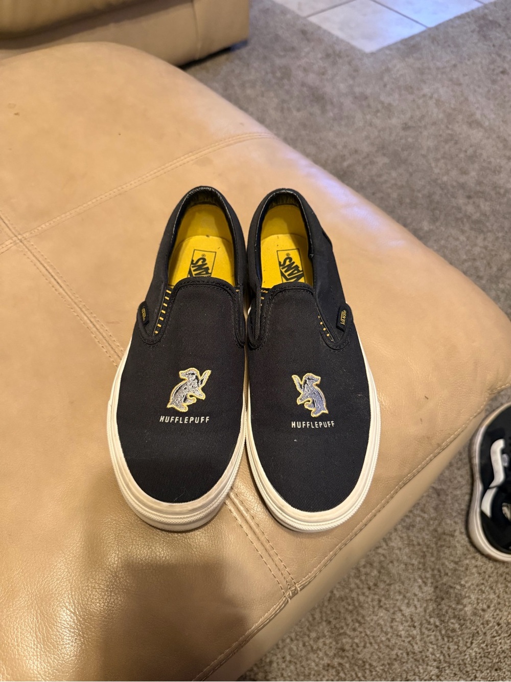 Vans Hufflepuff Slip-On Sneakers - Black with Yellow Accents